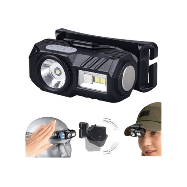 Lanterna LED magnetica cu senzor de miscare, 9 moduri, multifunctionala, impermeabila, CHRONUS