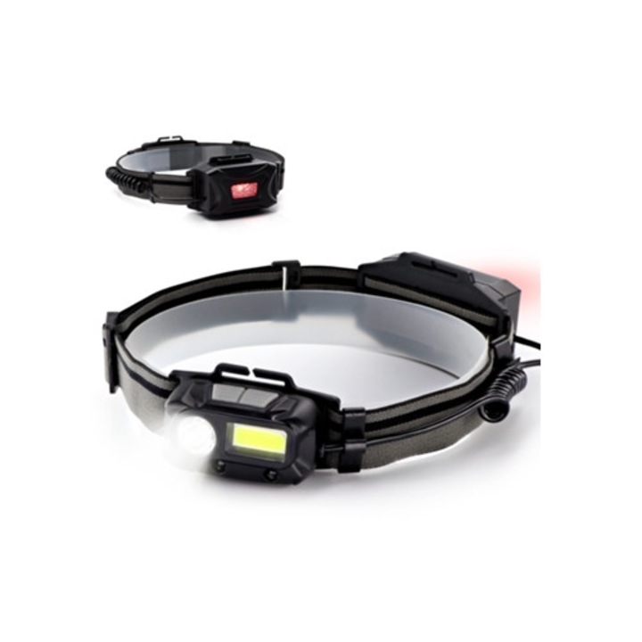 Lanterna camping cu lumini de lunga distanta, 8 moduri, rezistenta la socuri, impermeabila IPX4, cu spate rosu