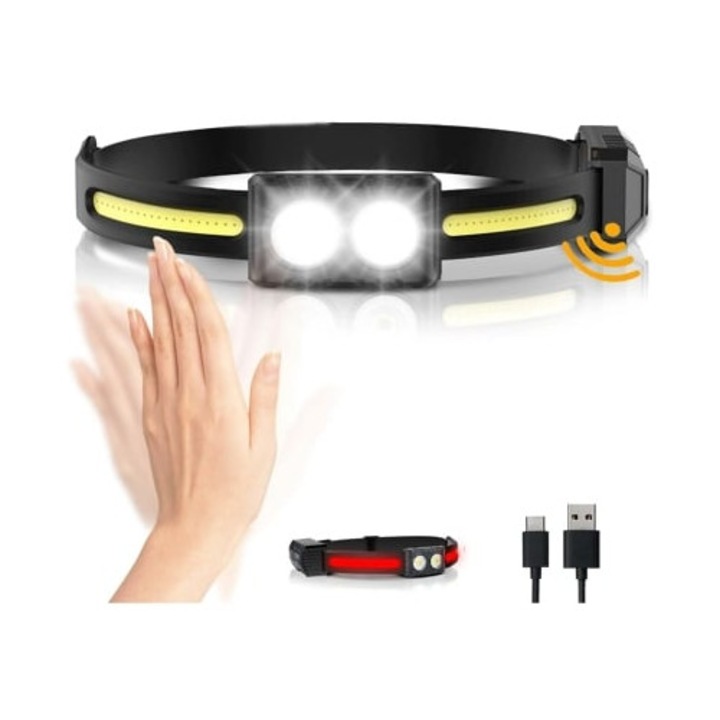 Акумулаторен LED фенер 270, сензор за движение, водоустойчив, 9 режима, черен