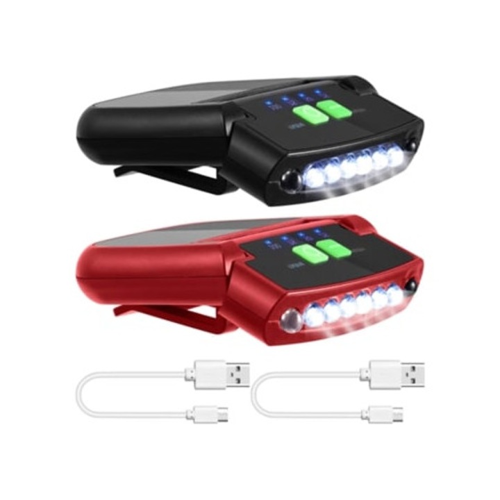 Комплект 2 LED фенера с щипка, USB презареждащи се, водоустойчиви, ултра ярки