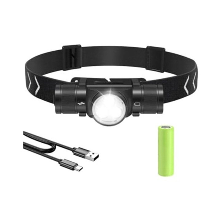 Lanterna LED reincarcabila CHRONUS Hp360, 8 moduri, negru, 2000mAh