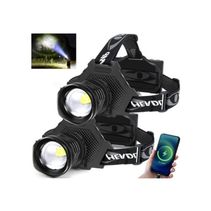 Lanterna P70 reincarcabila, 100,000 lumeni, 5 moduri de iluminare, neagra