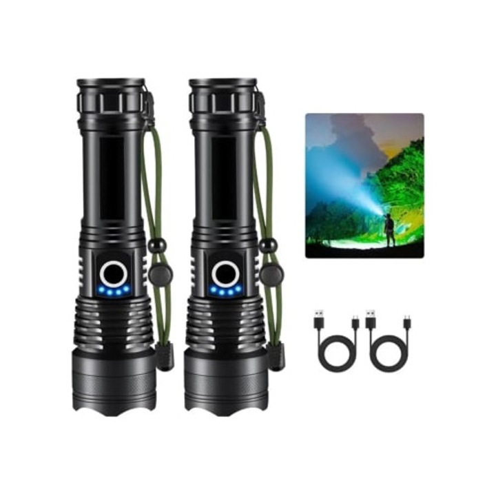 Комплект акумулаторни фенери, 990000Lm, 5 режима, многоцветен