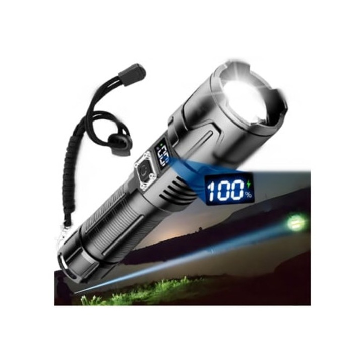 LED Lámpa 1000000 Lumen, USB Újratölthető, IP65 Vízálló, Kompakt Méretek