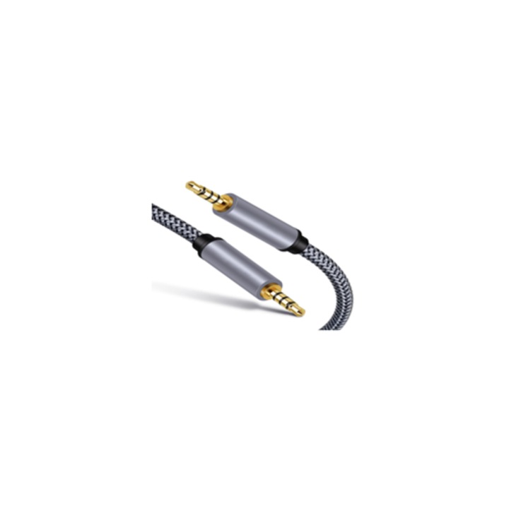 Аудио кабел, 3.5мм мъжки към 3.5мм мъжки, 10м, сив, комплект