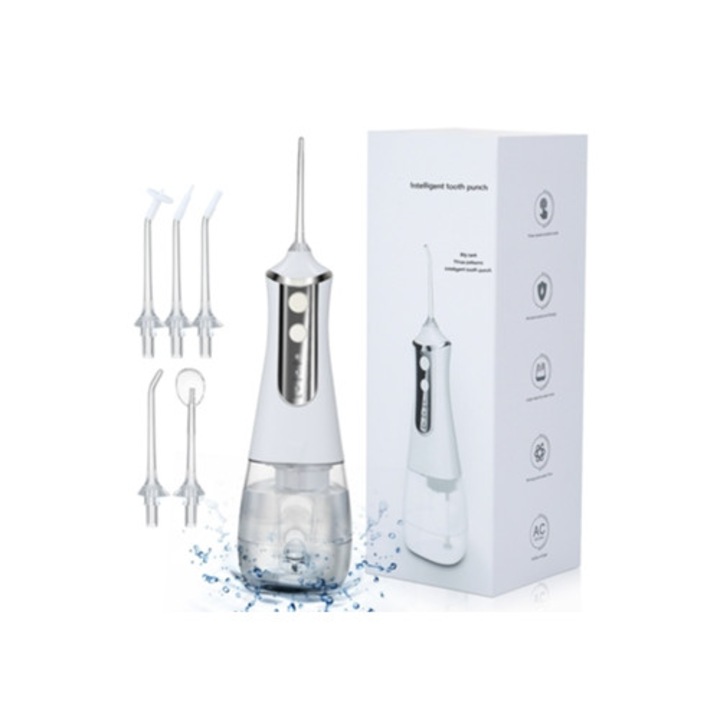 Hordozható szájzuhany, 3 sebességes, fehér