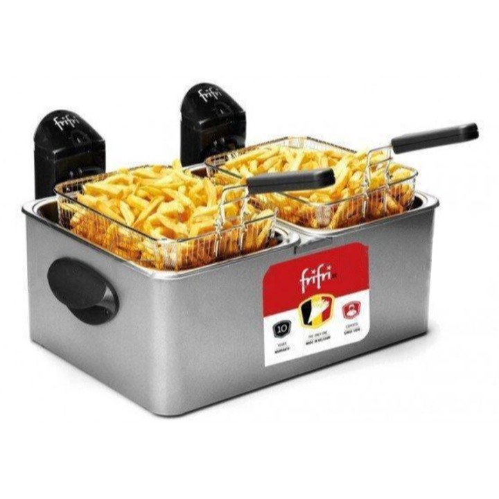 Friteuză FRIFRI F1968, 2 recipiente 3, 5L, 2x3200W, metalică, 2 kg