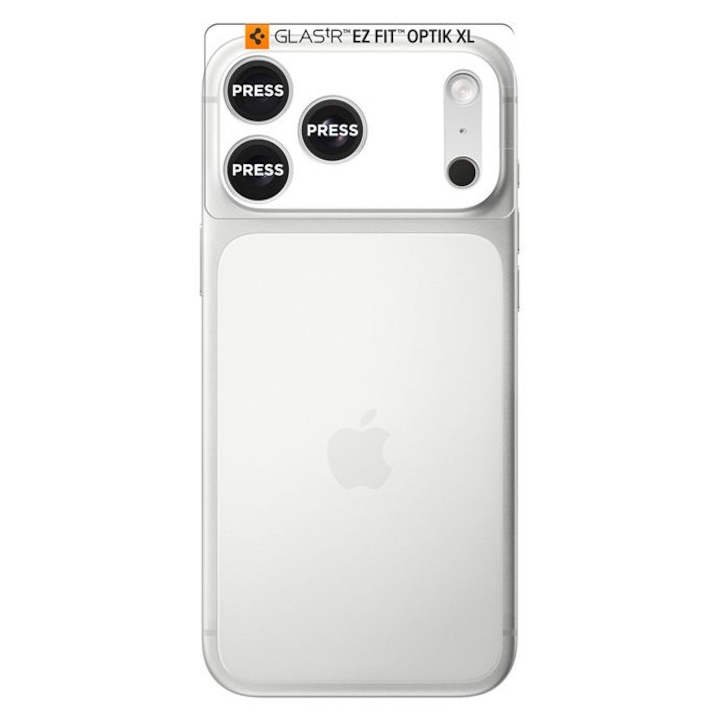Folie sticla camera foto Spigen Glass tR EZ Fit Optik Pro XL compatibila cu iPhone 17 Pro Max, Silver