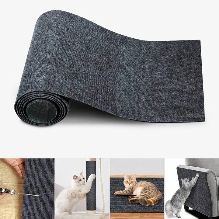 Zgarietoare pentru pisici, protector de mobilier, autocolant, anti-tepii, gri inchis, 40x100cm