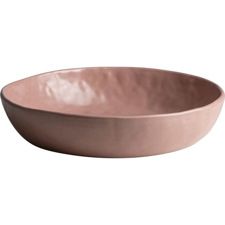 Bol din ceramică, Gusta, Design organic, Roz, 20.8 cm