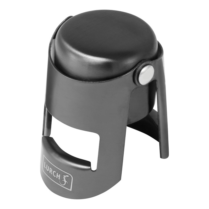 Dop pentru sampanie, Lurch, inox/silicon, 3,5x6cm, gri inchis