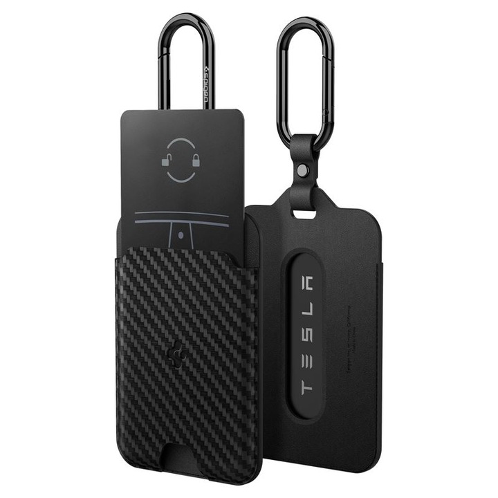Tesla kulcsvédő tok, Spigen, 2 darabos készlet, fekete, PU