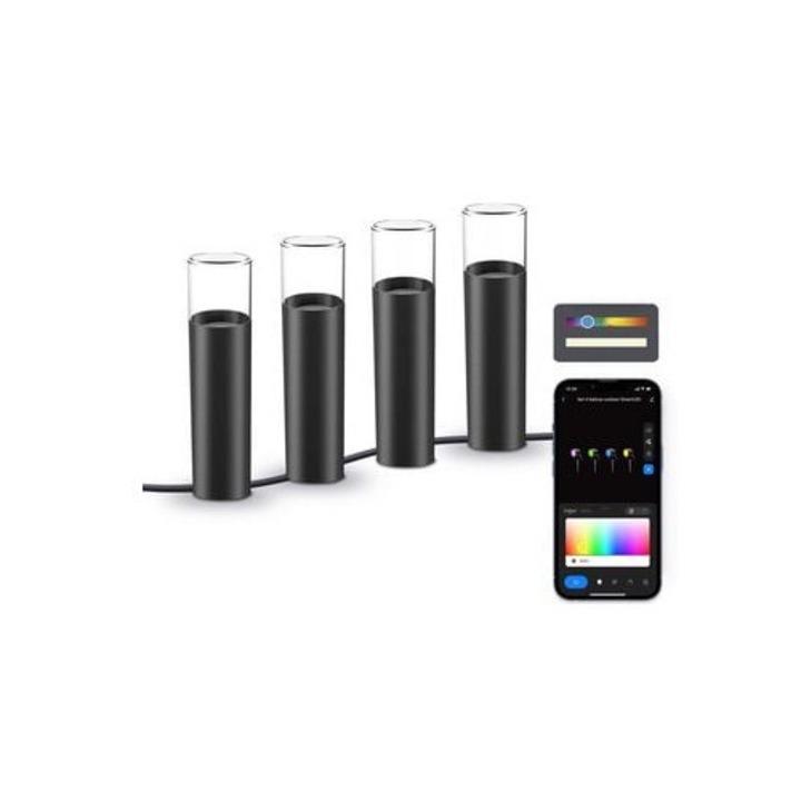 Set 4 Spoturi Externe Smartled 12W 200 Lumeni RGBIC IP65