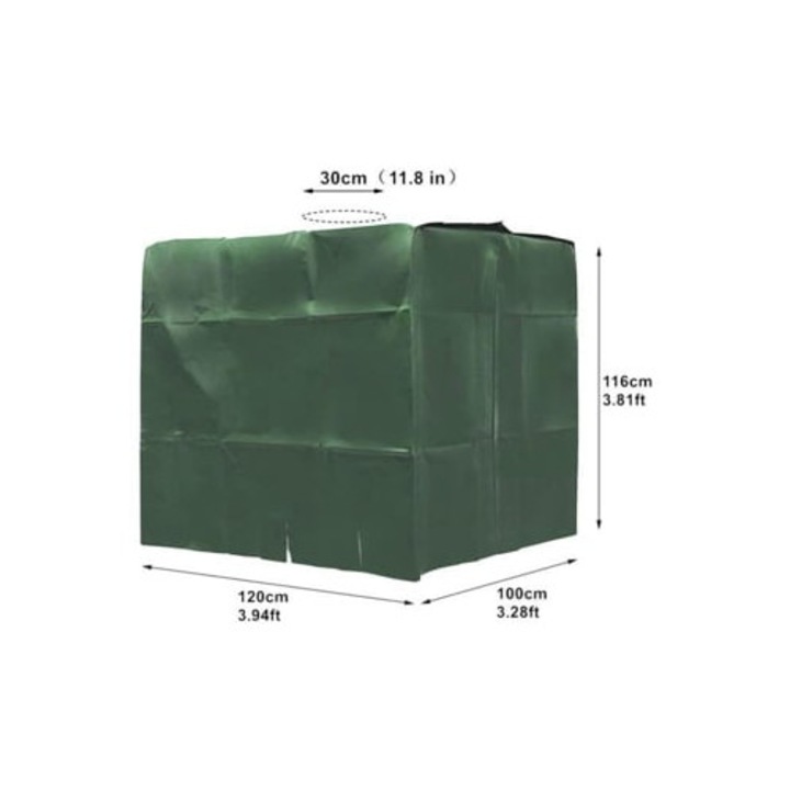 Водоустойчиво покривало за IBC резервоар 1000л, защита от дъжд, 120x100x116см, зелено