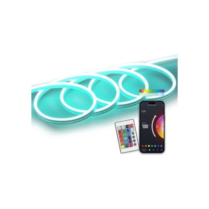 Banda LED Neon Smart 5M 4300 Lm Sincronizare Muzica RGB