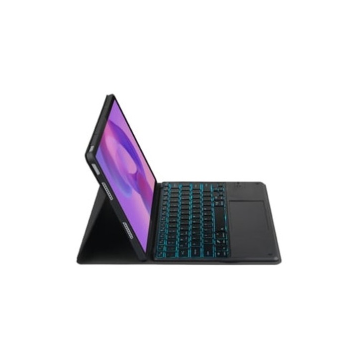 Bluetooth billentyűzetes tok Lenovo Idea Tab Pro 2025, 12,7 hüvelykes, levehető, világító, fekete