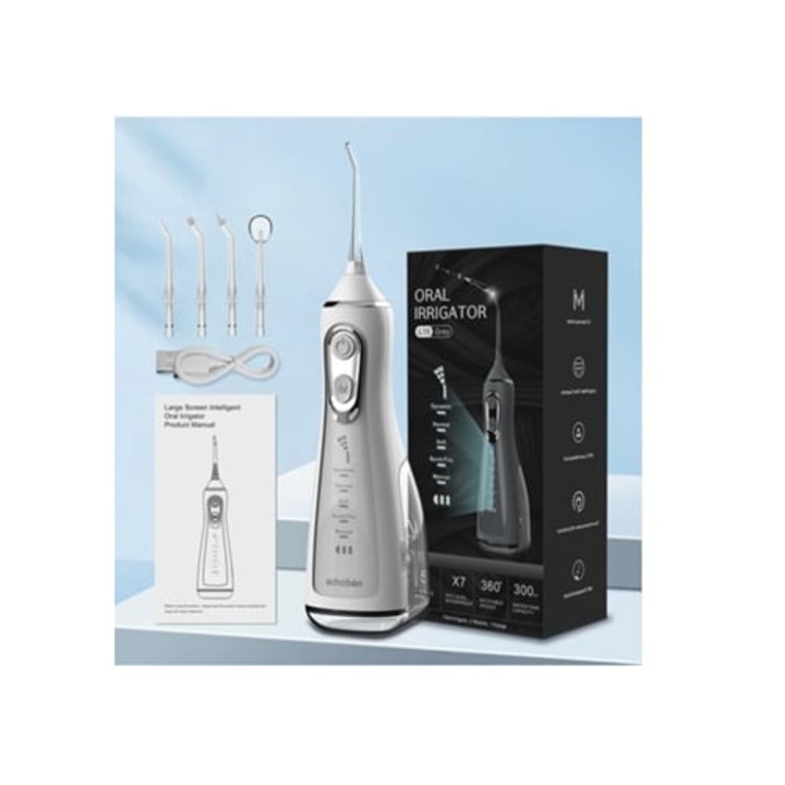 Yuysan hordozható szájzuhany, 4 fúvóka, 5 üzemmód, fehér