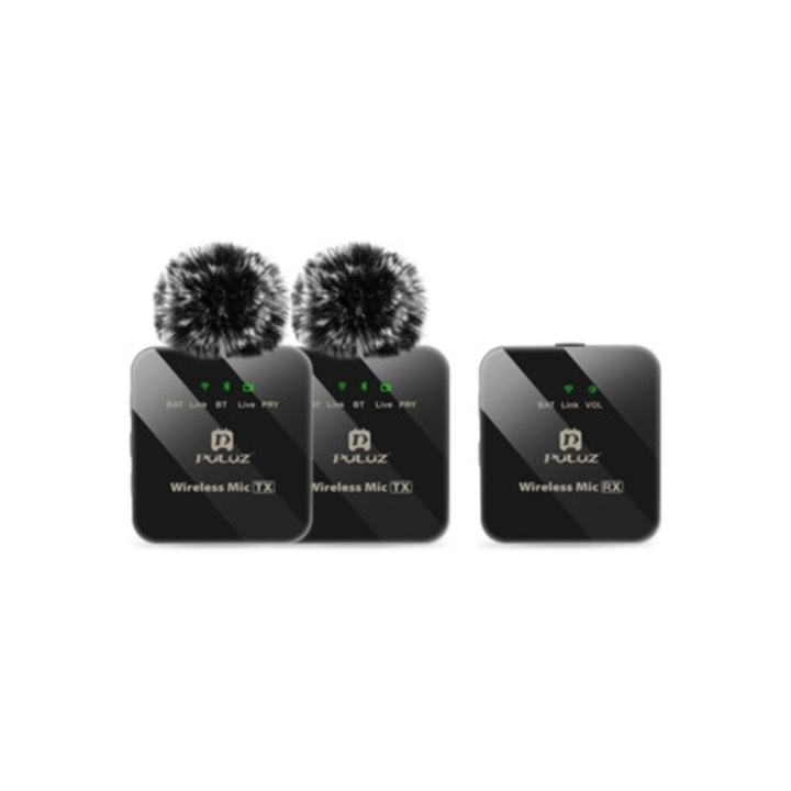 Sistem microfon wireless cu 1 receptor si 2 transmitatoare, interfata digitala 3,5 mm, set