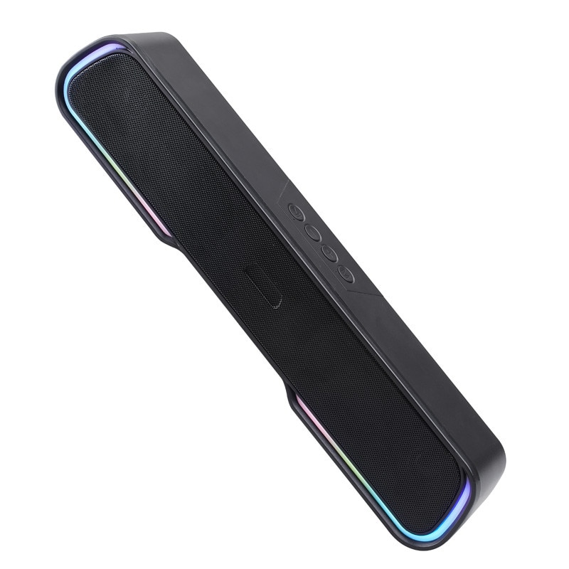 Boxa portabila - Soundbar ZYTEQ®, Bluetooth 5.0, cu lumini RGB, sunet stereo, micro soundbar pentru birou si exterior, portabil, negru