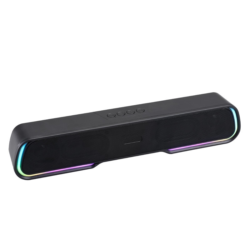 Boxa portabila - Soundbar ZYTEQ®, Bluetooth 5.0, cu lumini RGB, sunet stereo, micro soundbar pentru birou si exterior, portabil, negru