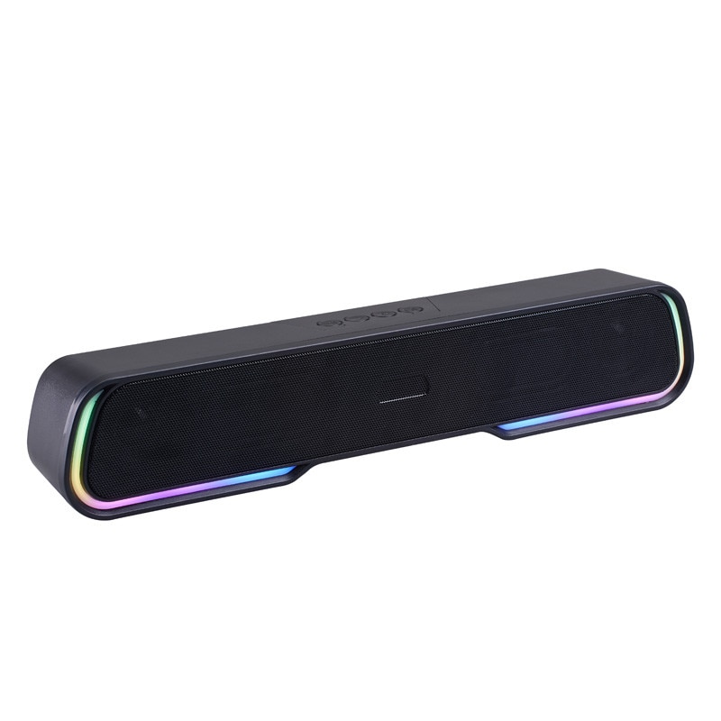 Boxa portabila - Soundbar ZYTEQ®, Bluetooth 5.0, cu lumini RGB, sunet stereo, micro soundbar pentru birou si exterior, portabil, negru