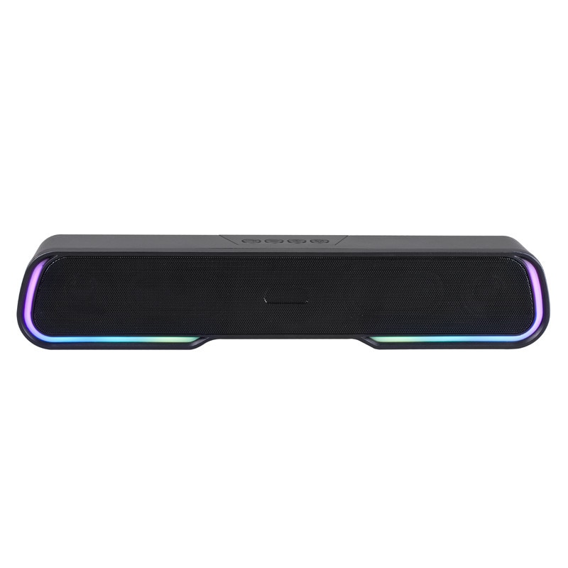 Boxa portabila - Soundbar ZYTEQ®, Bluetooth 5.0, cu lumini RGB, sunet stereo, micro soundbar pentru birou si exterior, portabil, negru