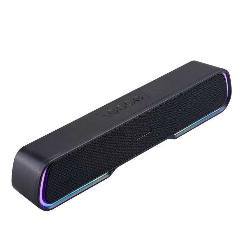 Boxa portabila - Soundbar ZYTEQ®, Bluetooth 5.0, cu lumini RGB, sunet stereo, micro soundbar pentru birou si exterior, portabil, negru