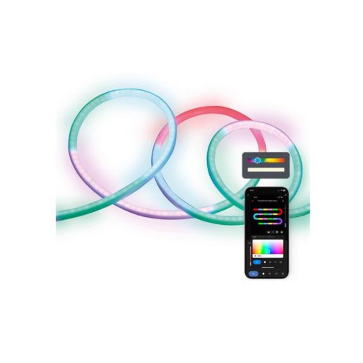 Benza LED flexibila 5m, 32W, 380Lm, RGBIC, IP65, set cu clips de fixare