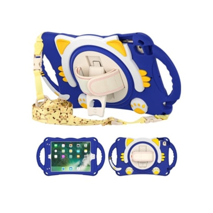 Husa tableta universala cu suport rotativ, anti-soc, pentru iPad Mini 1/2/3/4/5, albastru inchis