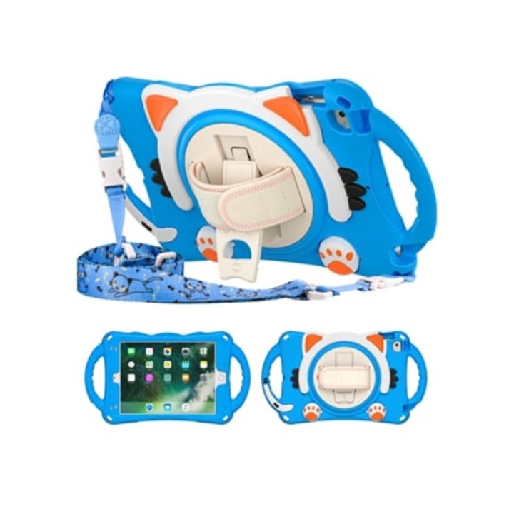 Husa tableta universala cu suport rotativ, protectie anti-soc, pentru iPad Mini 1/2/3/4/5, albastru deschis