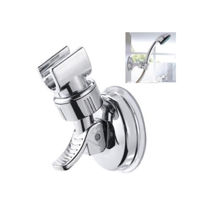 Suport de dus cu ventuza, rotire 360°, montare pe perete, set de accesorii pentru baie