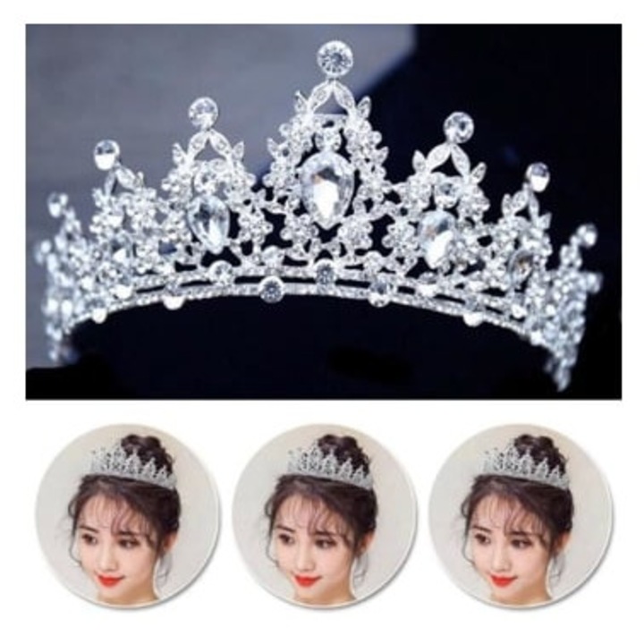 Кристална булчинска тиара, сватбена декорация, модел Bling, размер S