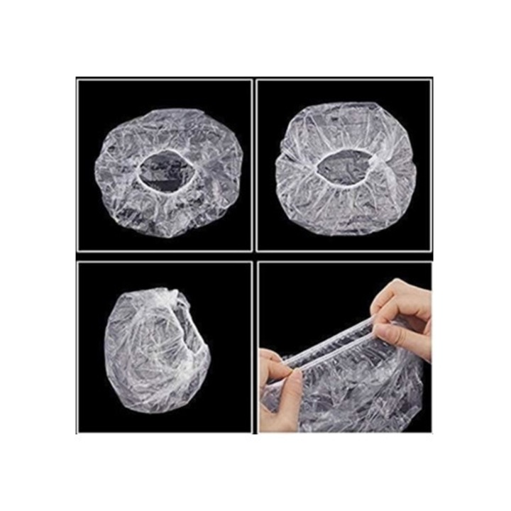 Boneta de dus de unica folosinta, elastica, impermeabila, set 100 bucati