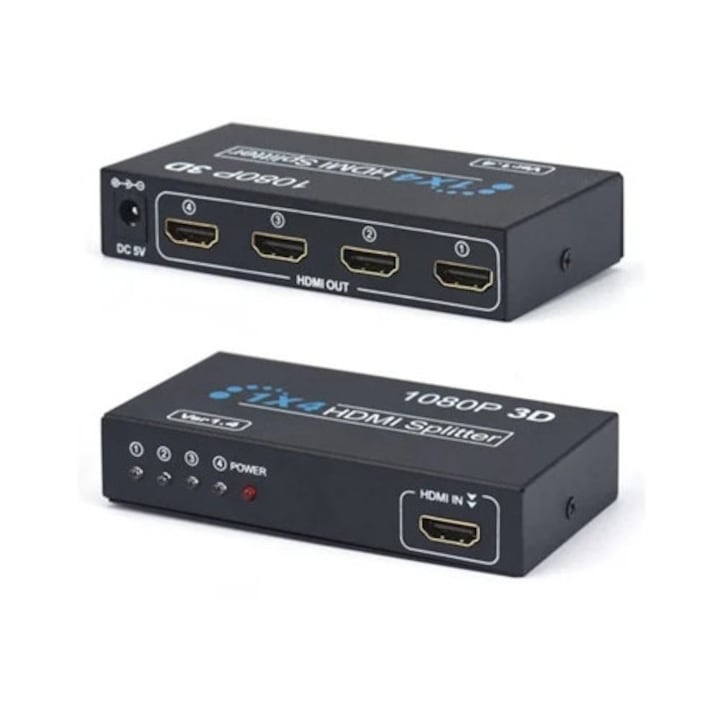 Splitter HDMI 1x4, Full HD 1080P, 1 intrare, 4 iesiri