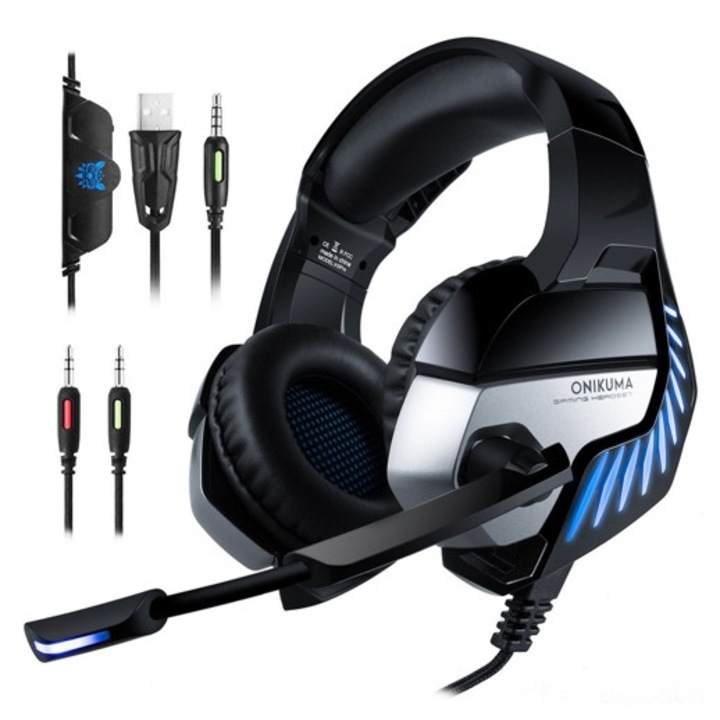 Геймърски слушалки ONIKUMA K5pro, с кабел, микрофон, черни