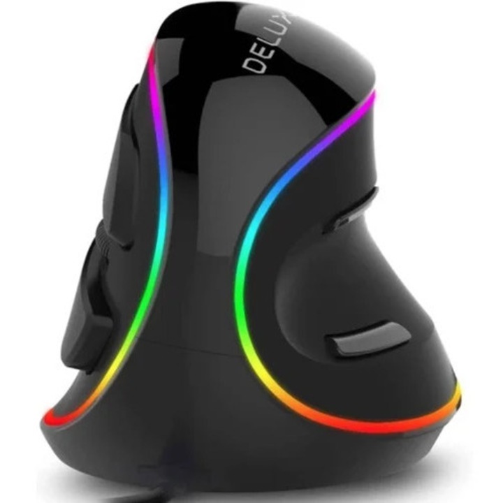 Мишка DELUX M618, кабелна, черна