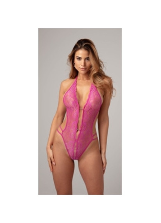 Szexi body, mély dekoltázzsal, rózsaszín