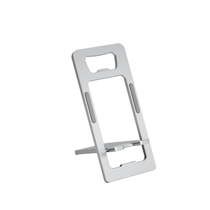 Összecsukható mobiltelefon-tartó, egyszerű stílus, állítható szög, alumíniumötvözet anyag, ezüstfehér