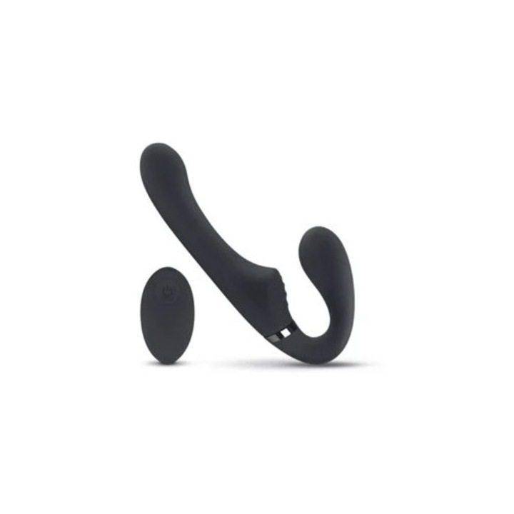 Dupla vibrátor, 22 cm, fogantyúk nélkül, fekete