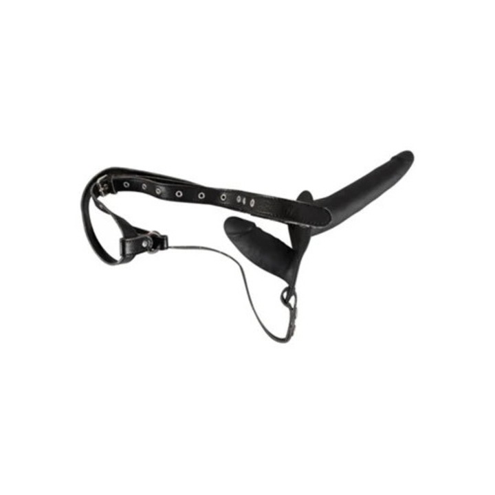 Kétvégű strapon dildó, fekete, You2toys