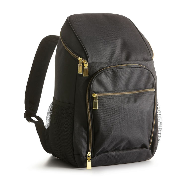 Rucsac termic SAGAFORM, negru-auriu, 21 l, 30x20x44 cm, cu buzunare externe si curele reglabile