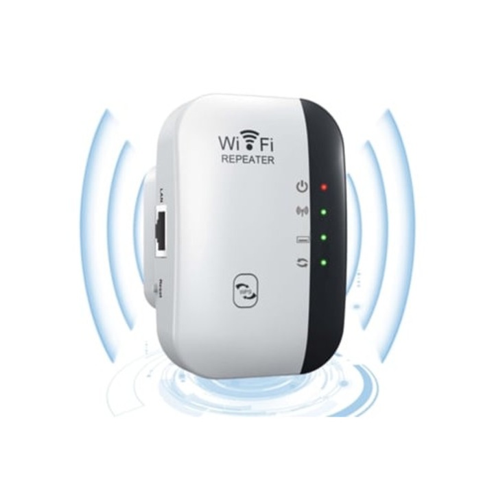 Wifi erősítő, 4000 négyzetláb, egygombos beállítás, fehér