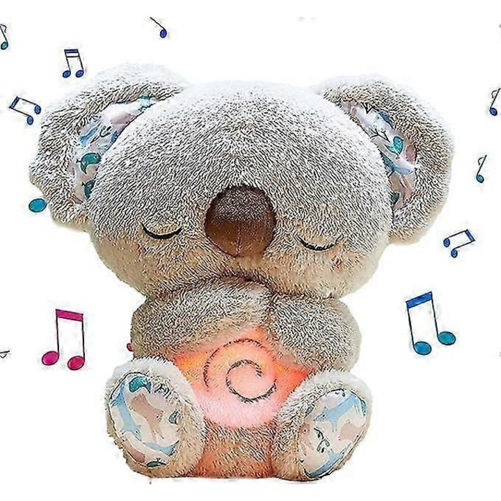 Ursulet de plus, Koala, cu functie de respiratie, muzica si lumini, portabil, pentru reducerea anxietatii
