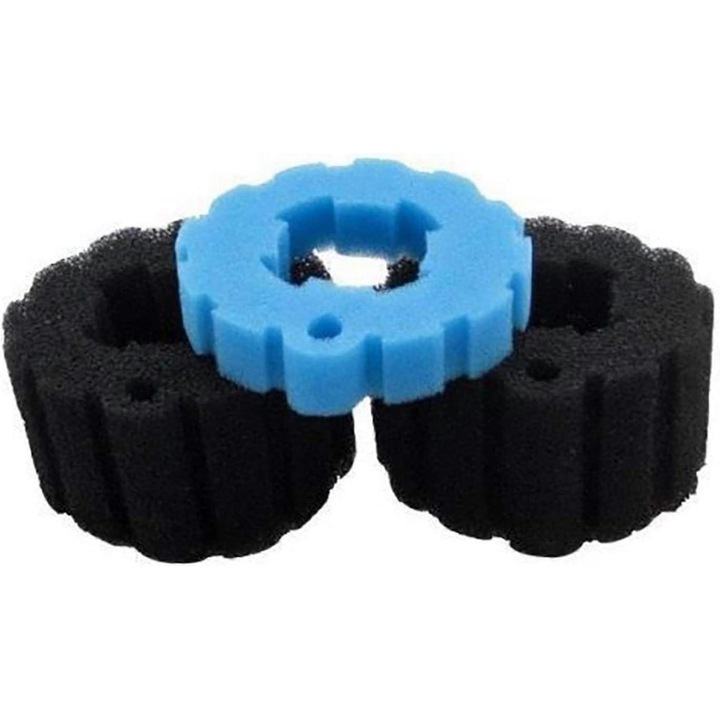 Set filtre de inlocuire pentru filtru acvariu, spuma, 3 bucati, negru/albastru