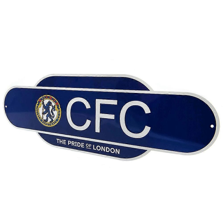 Semn de perete Chelsea FC, design cu stema si text, 44x15cm, set.