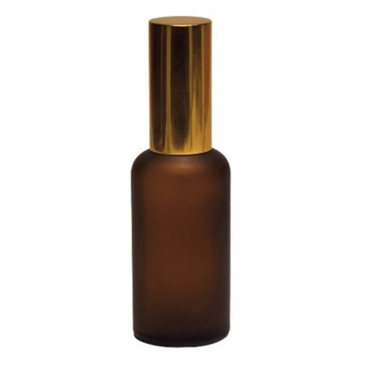 Sticla ambra frosted cu pompa lotiuni, pompa lotiuni lejere GL18 aurie, 50ml