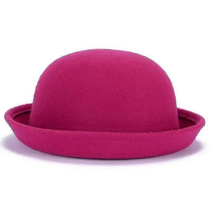 Caciula Fedoras pentru femei, roz, dimensiune ajustabila 52-57cm, din lana si poliester, stil casual
