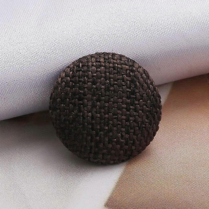 Kerek szövetdíszgombok, 10 darab, 25mm, sötétkávé