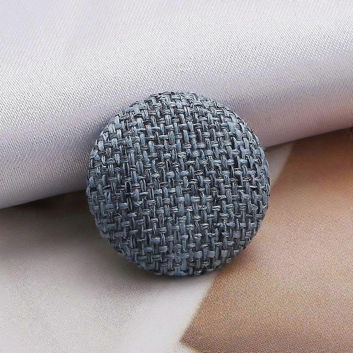 10 darab dekoratív szövetgomb készlet, 15x15mm, szürke, kék