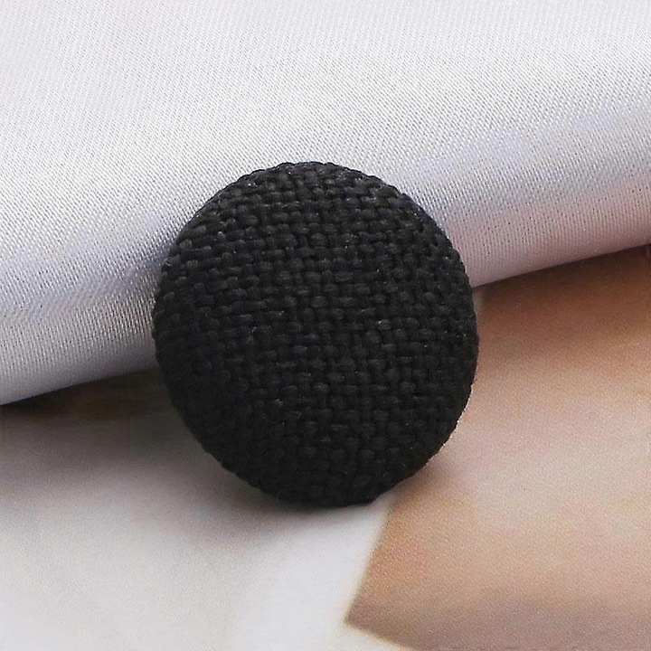 Kerek szövet díszgombok, 10 darabos készlet, 15mm, 18mm, 20mm, 25mm, 30mm, fekete